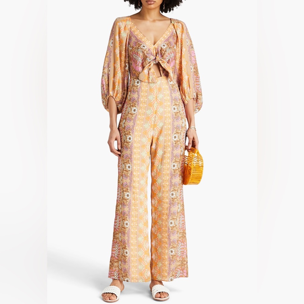 Sandro Paris Knotted Summer Jumpsuit, Summer Playsuit In Floral Luxury Print - Picture 2 of 5